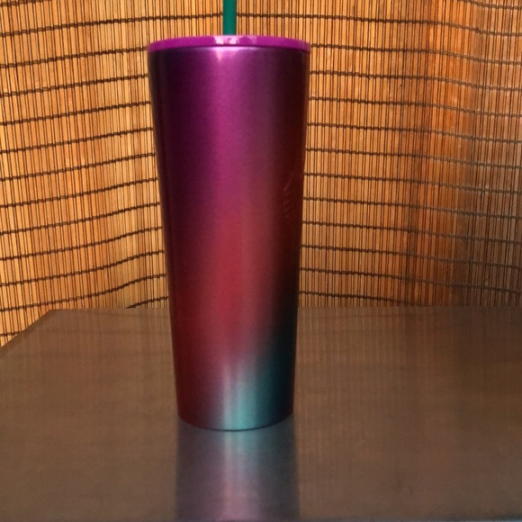 NEW STARBUCKS Steel Ombre Rainbow Swirl Design Collectors Venti 24oz Cold Cup - Picture 4 of 9